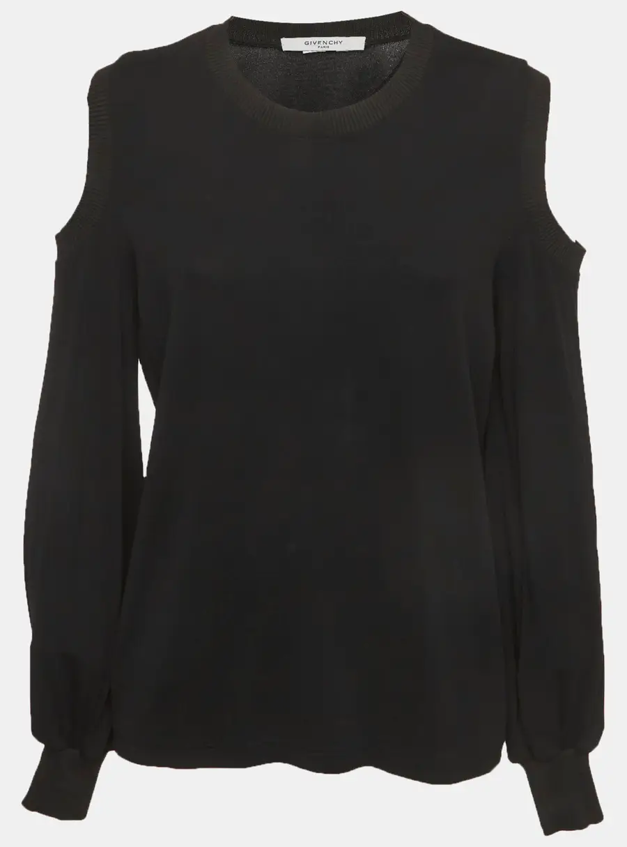 Givenchy Black Jersey Cold Shoulder Top L