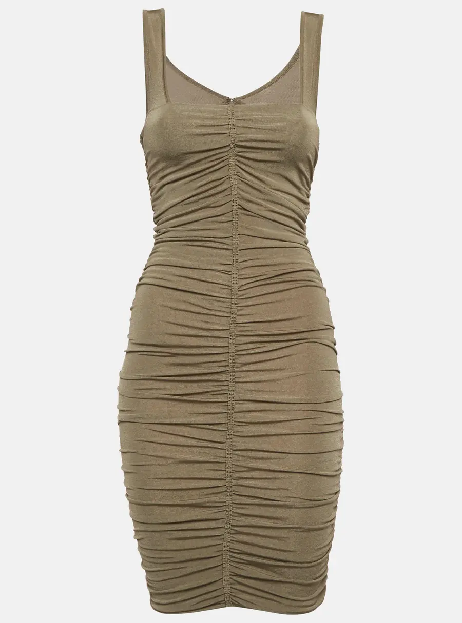 Givenchy Beige Jersey Ruched Bodycon Mini Dress S