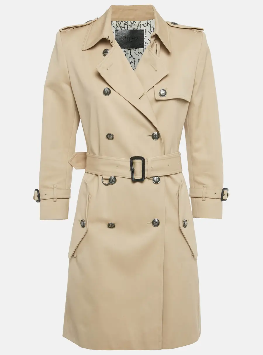 Givenchy Beige Cotton Gabardine Double Breasted Trench Coat S