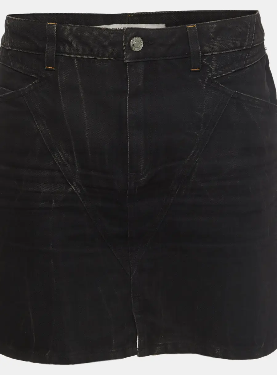 Givenchy Black Denim Marble Washed Mini Skirt S