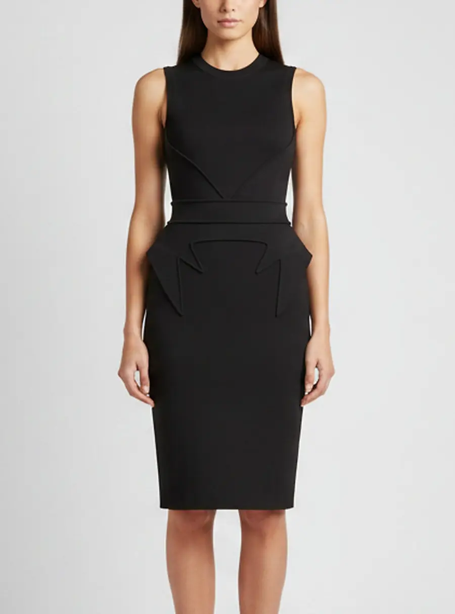 Givenchy Black Jersey Paneled Knee Length Dress XS