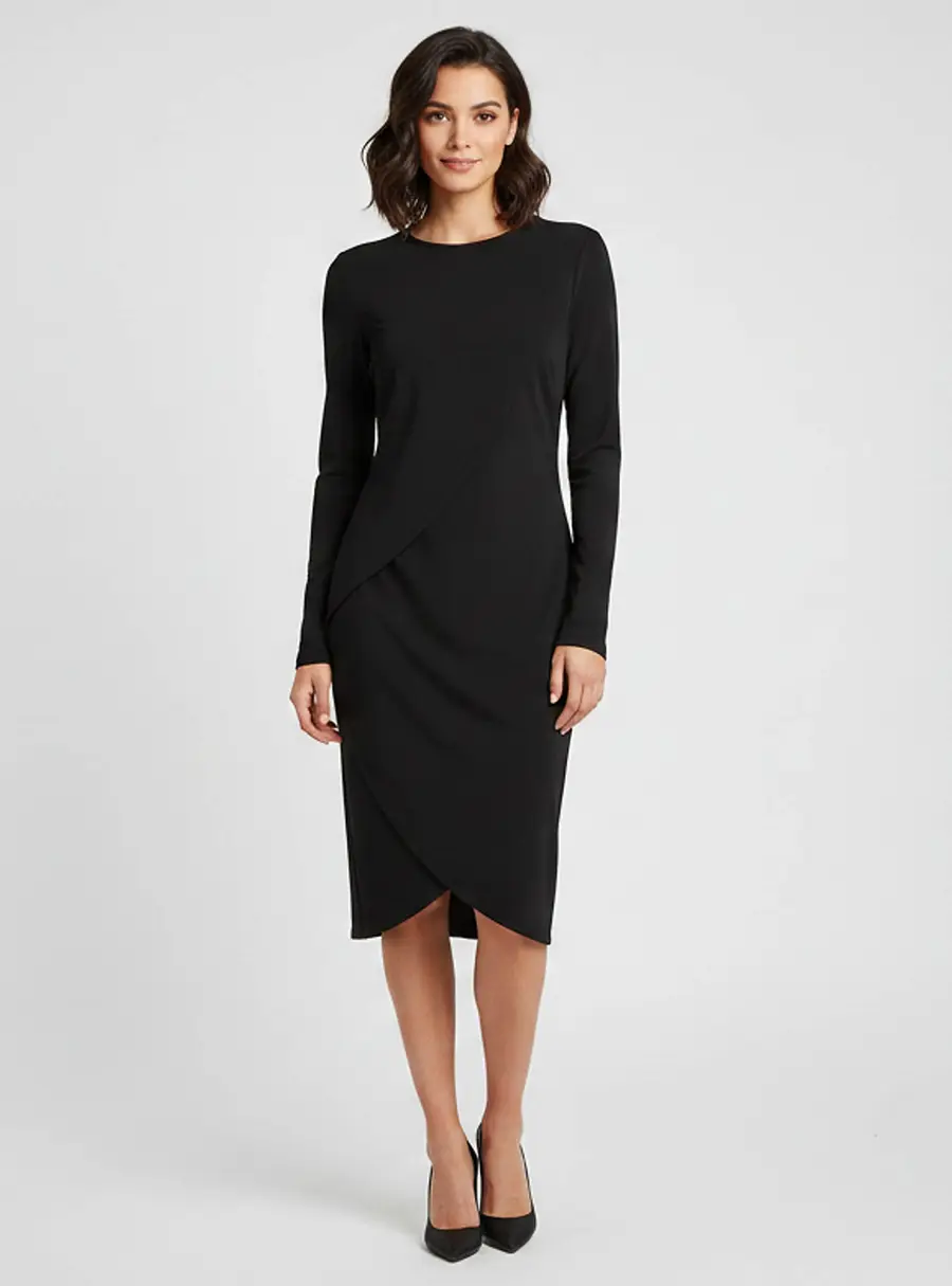 Givenchy Black Draped Crepe Asymmetric Mini Dress M
