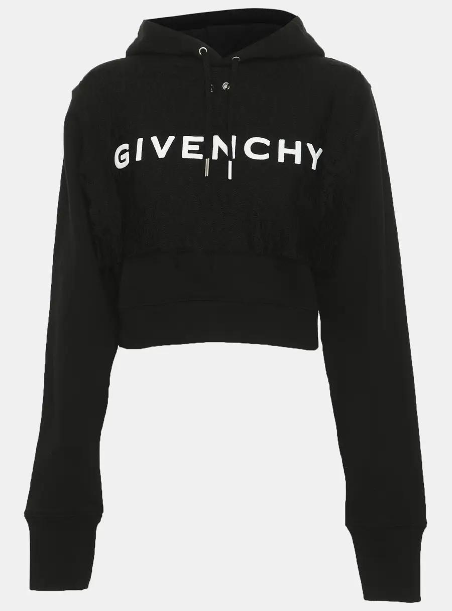 Givenchy Black Cotton Archetype Logo Drawstring Hoodie XS