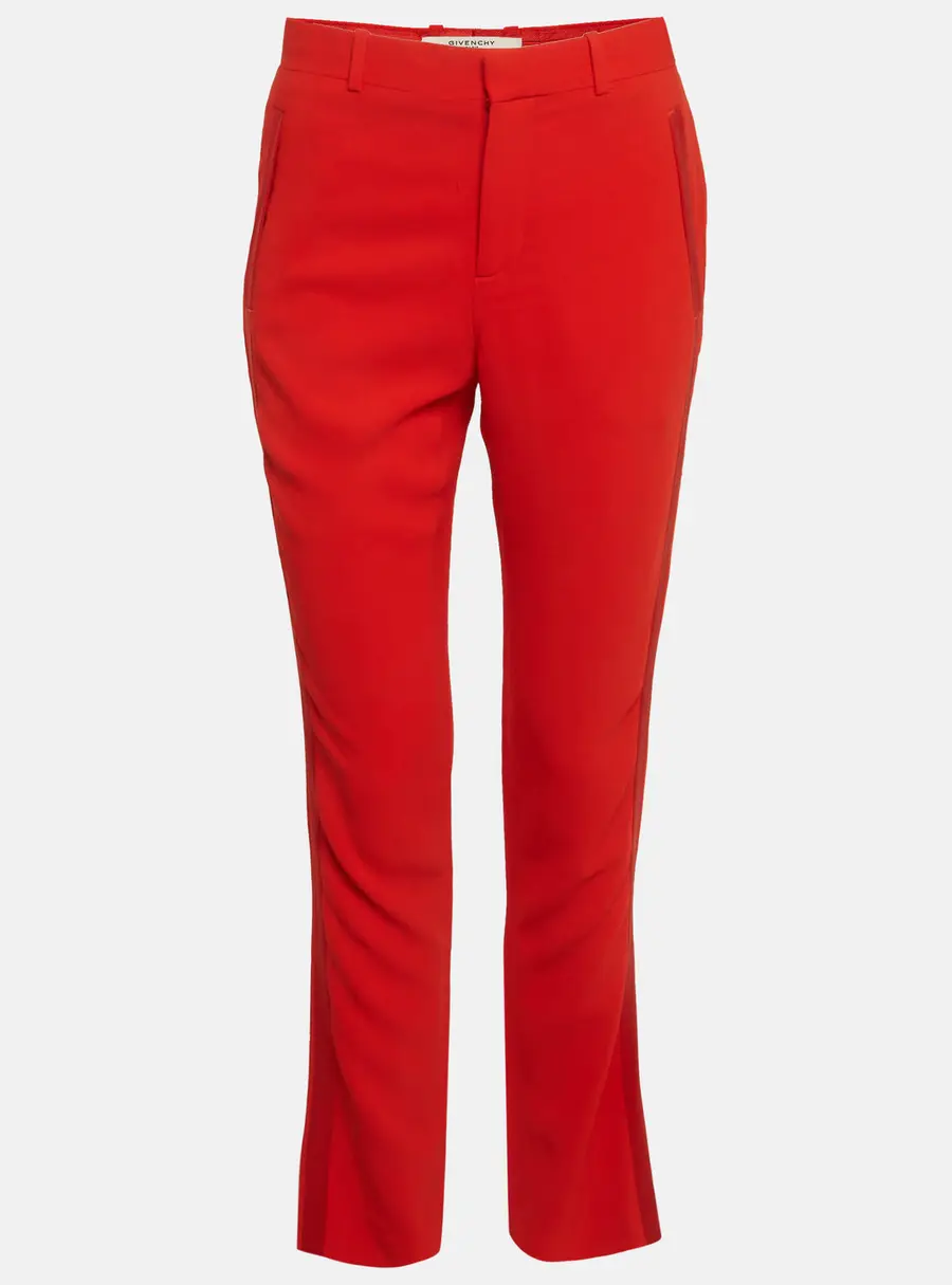 Givenchy Red Satin Trim Crepe Trousers S