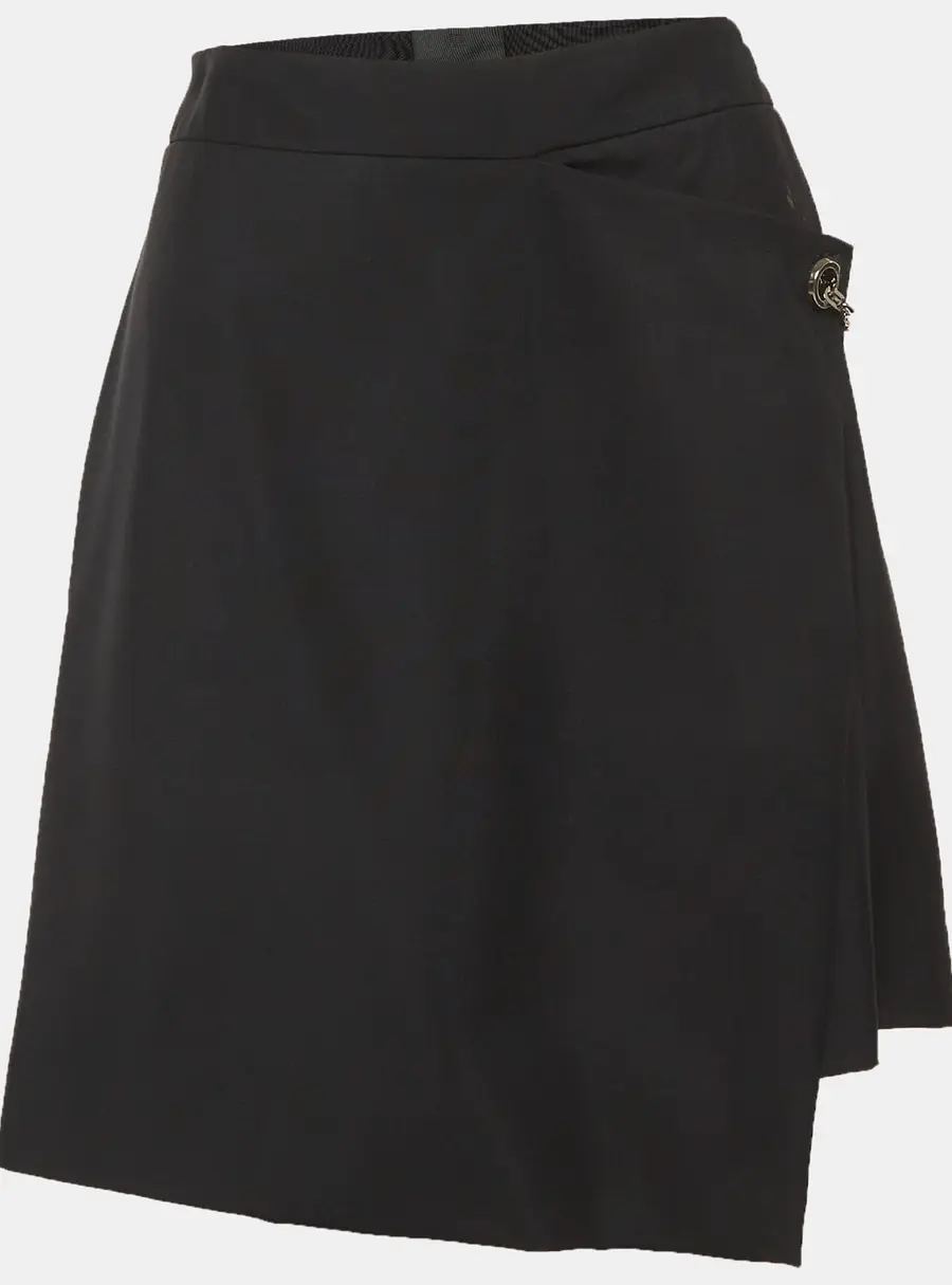 Givenchy Black Wool Chain Detail Mini Skirt L