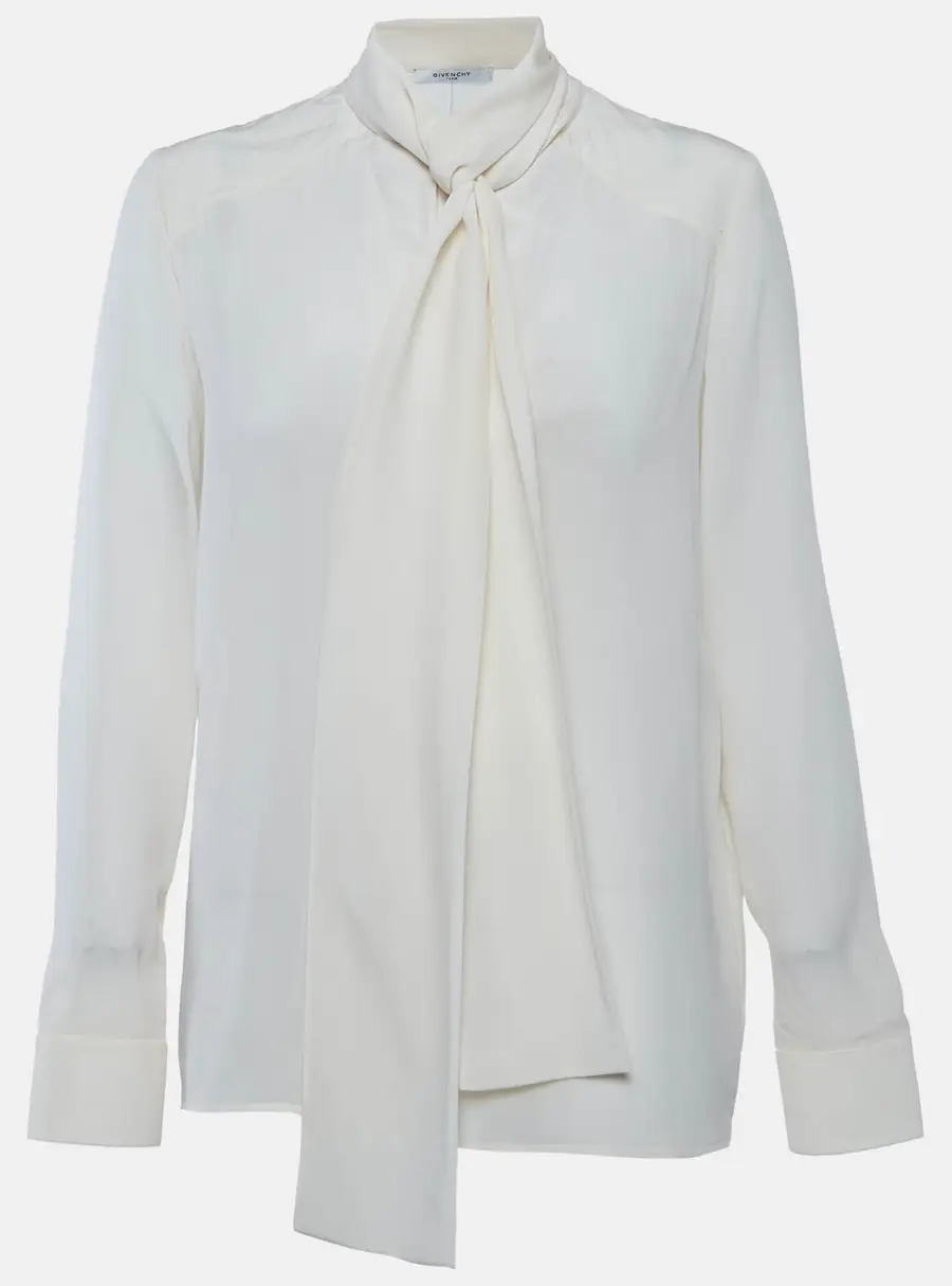 Givenchy Cream Silk Tie-Up Blouse M