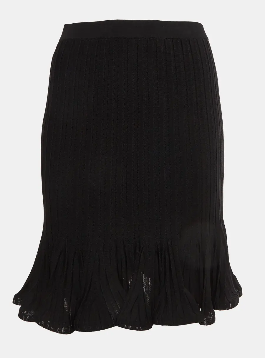 Givenchy Black Stretch Knit Pleated Mini Skirt S
