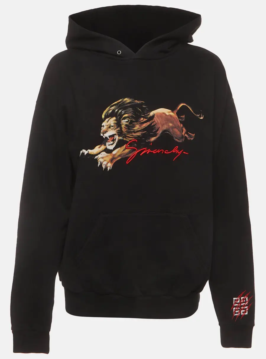 Givenchy Black Printed Jersey Long Sleeve Hoodie XL