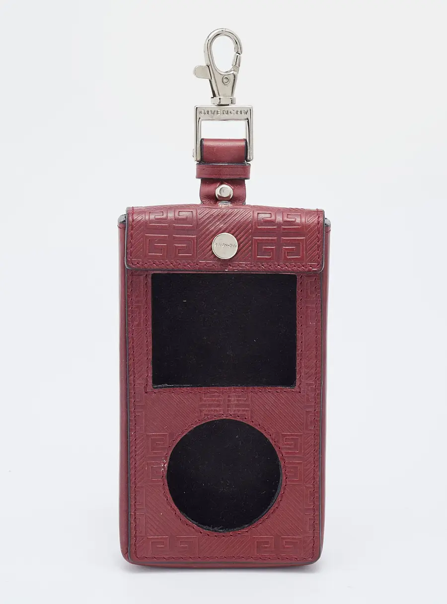 Givenchy Burgundy Monogram Embossed Leather iPod Case