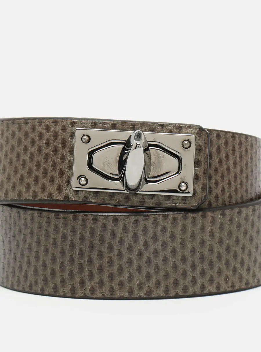 Givenchy Shark Tooth Gunmetal Tone and Karung Leather Wrap Bracelet