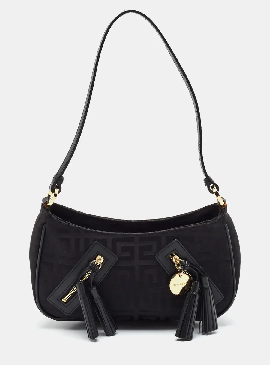 Givenchy Tassel Black Monogram Fabric and Leather Hobo