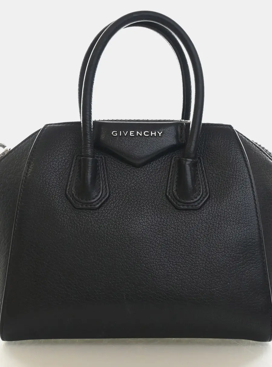Givenchy Antigona Mini Black Sugar Goatskin Leather Top Handle Bag