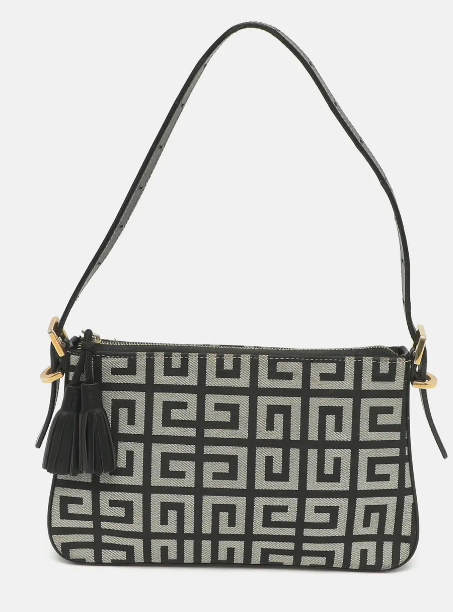 Givenchy Grey/Black Monogram Canvas and Leather Shoulder Bag