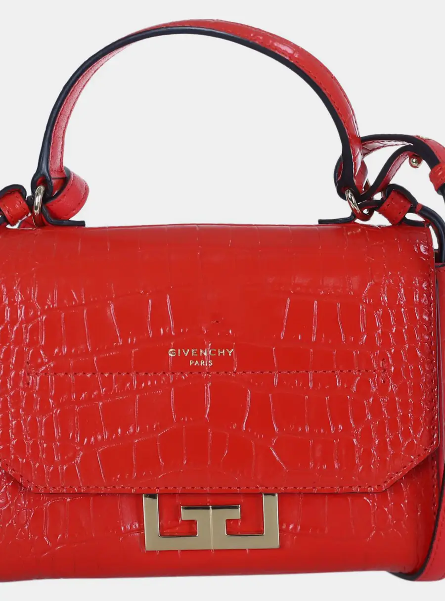 Givenchy Antigona Mini Red Croco Embossed Leather Top Handle Bag