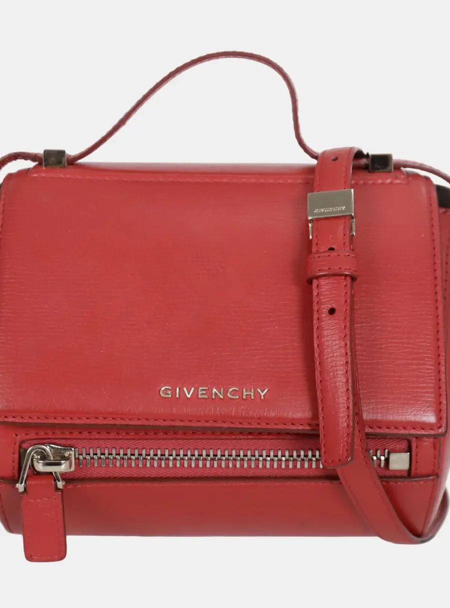 Givenchy Mini Pandora Red Grained Leather Crossbody Bag