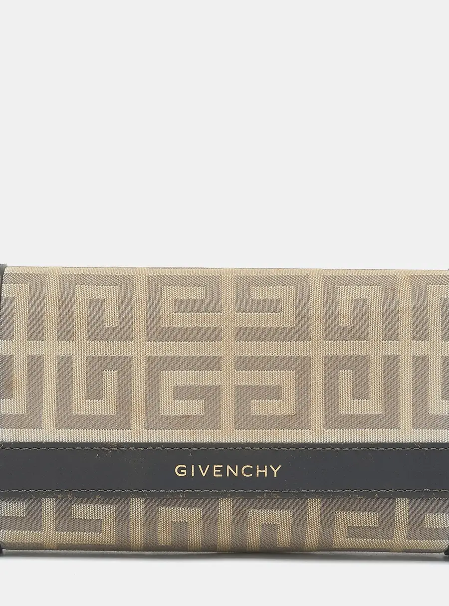 Givenchy Beige/Grey Monogram Canvas and Leather Continental Wallet