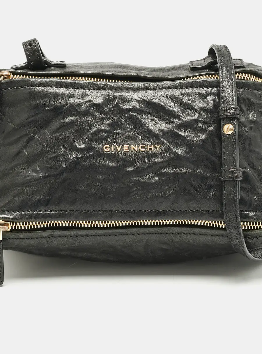 Givenchy Black Distressed Leather Mini Pandora Sugar Crossbody Bag