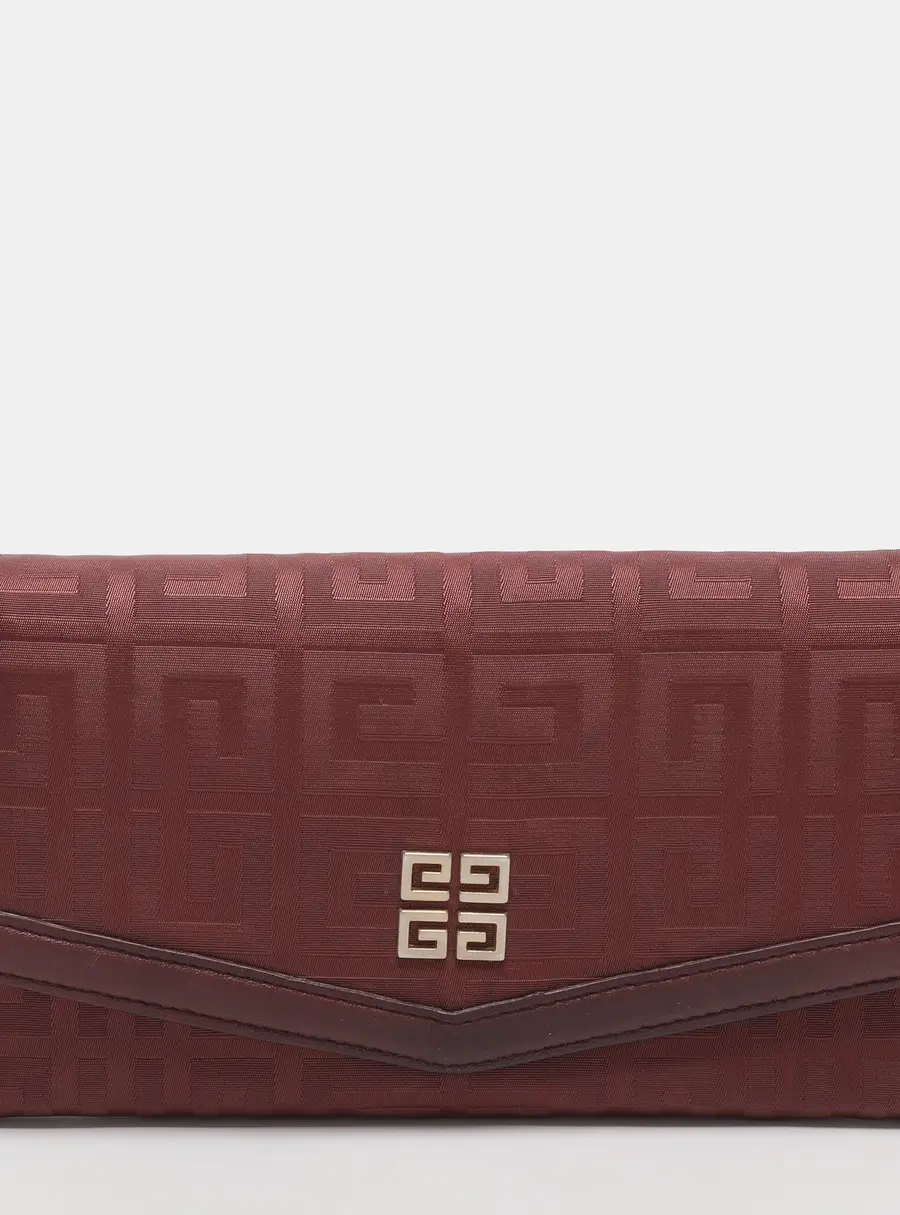 Givenchy Burgundy Nylon Monogram and Leather Continental Wallet