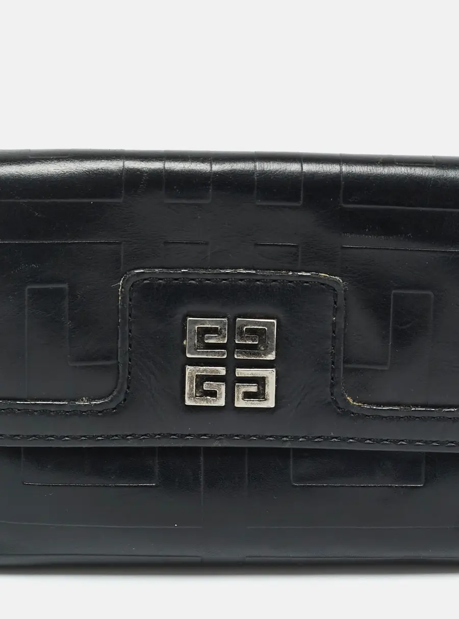 Givenchy Black Monogram Leather Compact Wallet