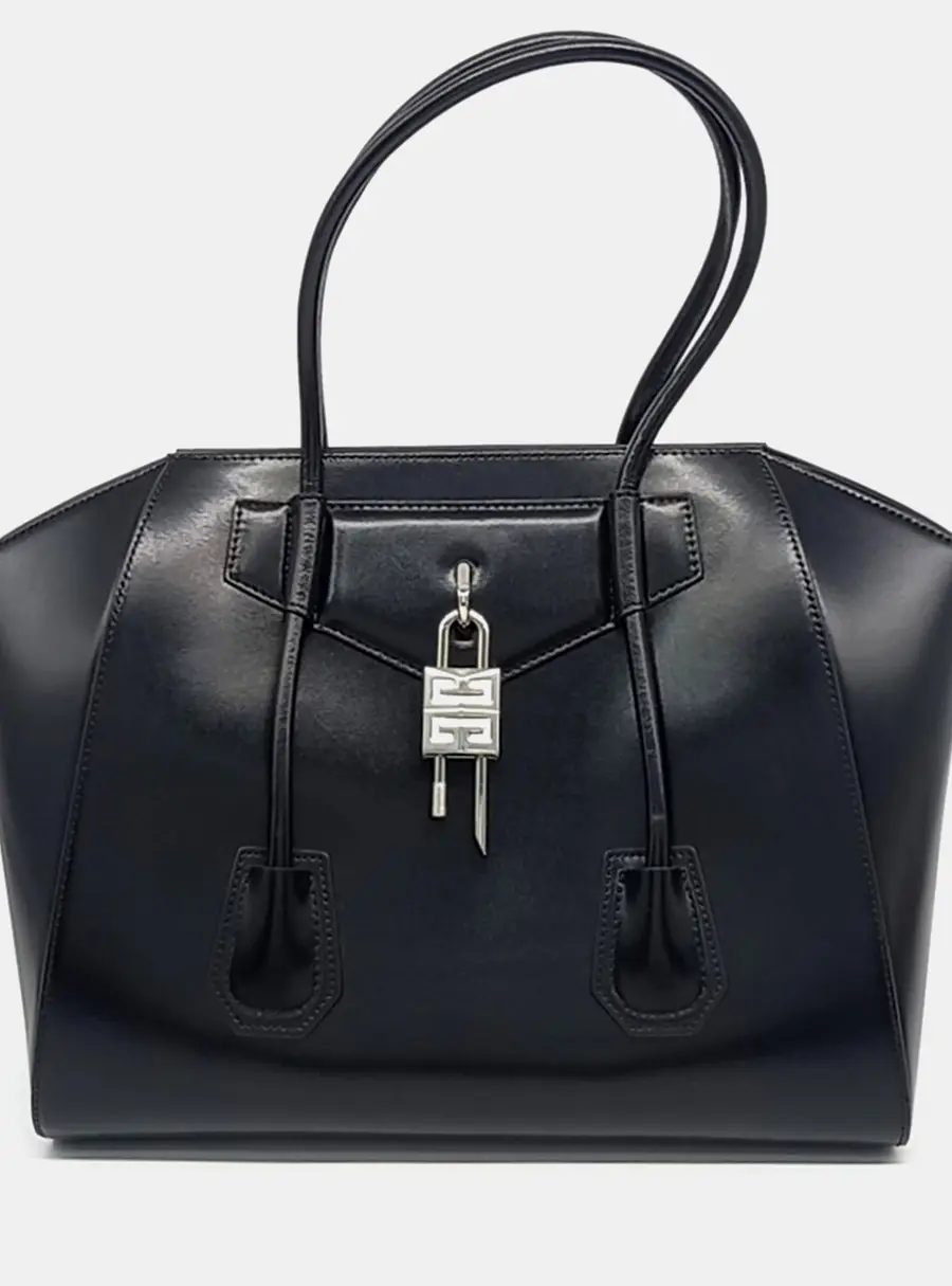 Givenchy Black Leather Antigona Lock Shoulder Bag