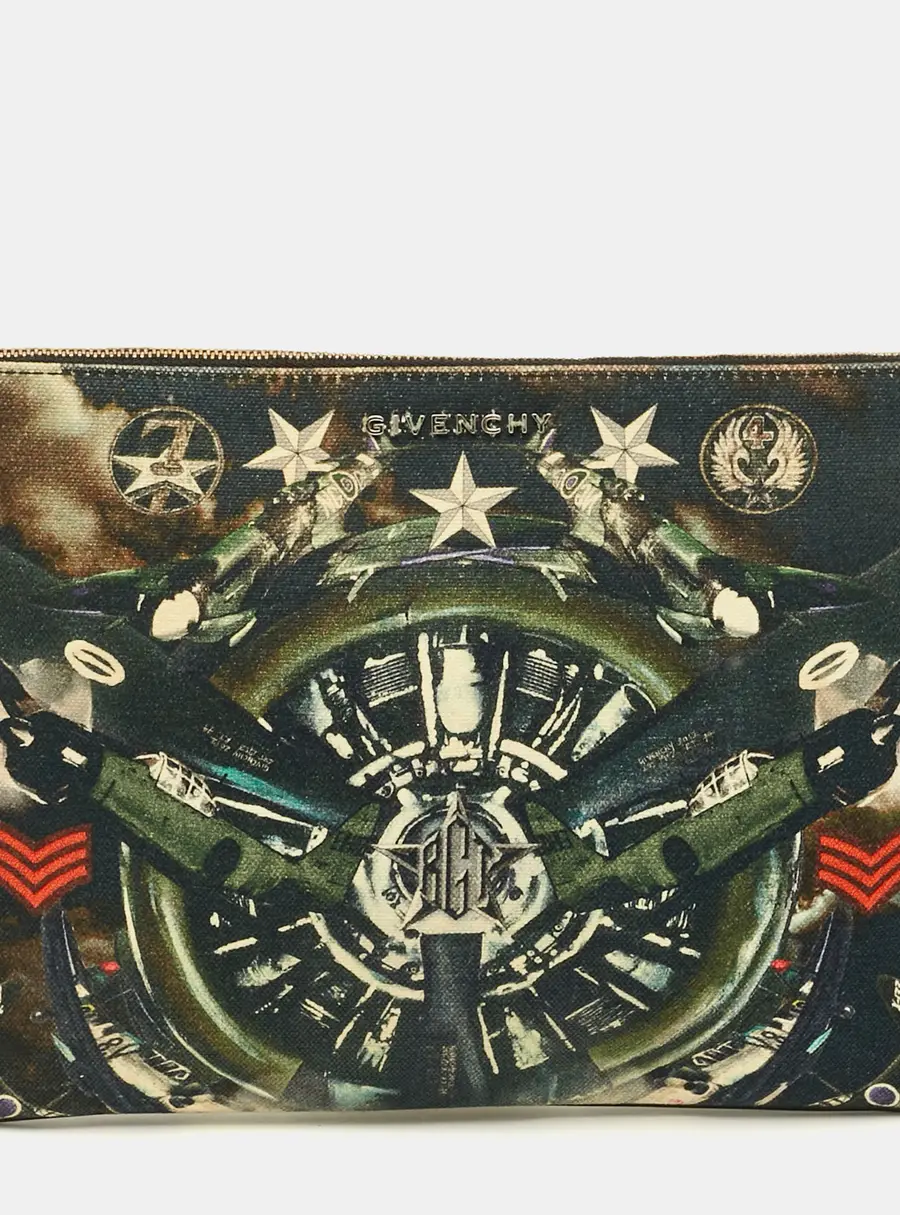 Givenchy Fighter Plane and Stars-Print Canvas Clutch