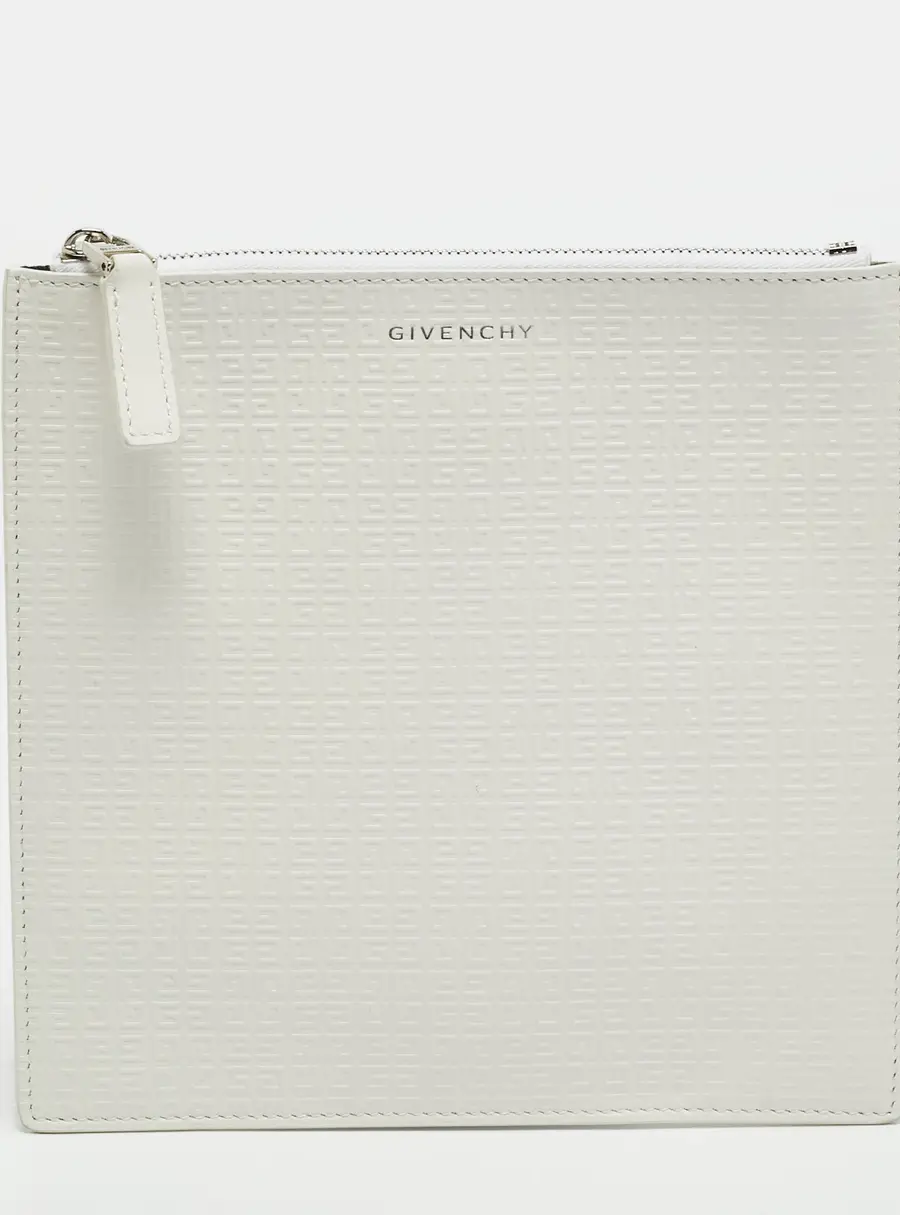 Givenchy White Embossed Leather Slim Pouch