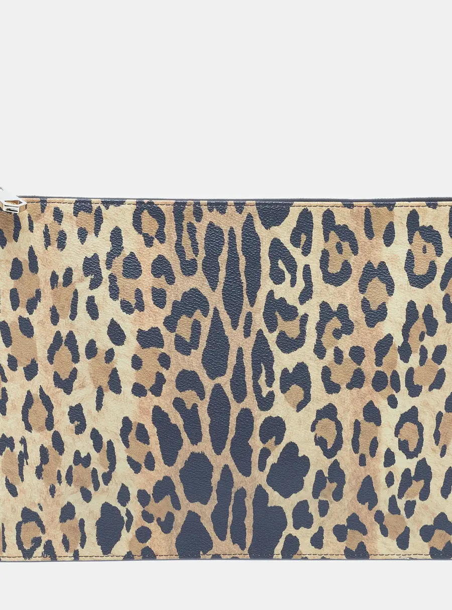 Givenchy Beige/Black Leopard Print Coated Canvas Zip Pouch