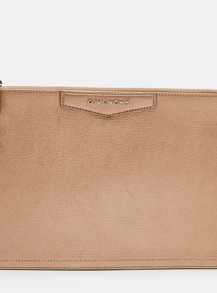 Givenchy Antigona Zip Metallic Leather Pouch