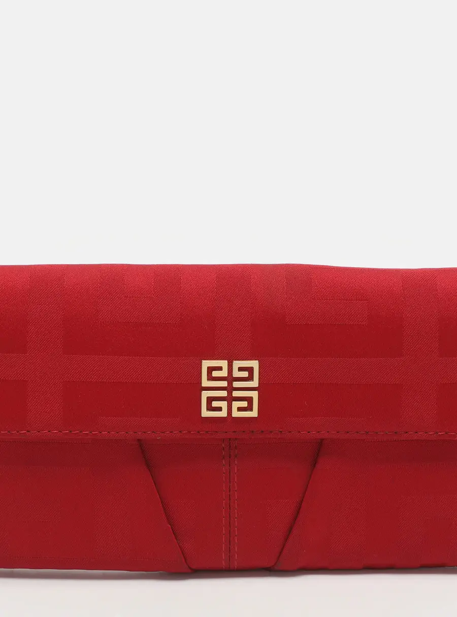 Givenchy Red Leather and Monogram Nylon Continental Wallet