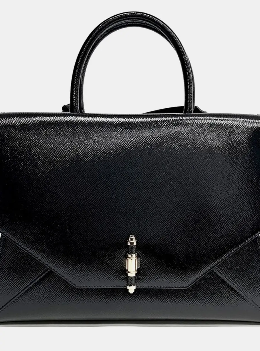 Givenchy Obsedia Medium Black Saffiano Leather Top Handle Bag