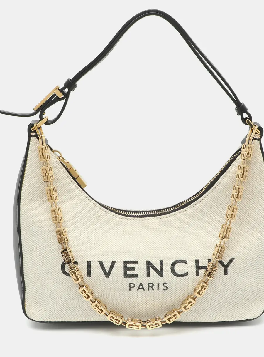 Givenchy Moon Cut Cut White/Black Canvas and Faux Leather Shoulder Bag