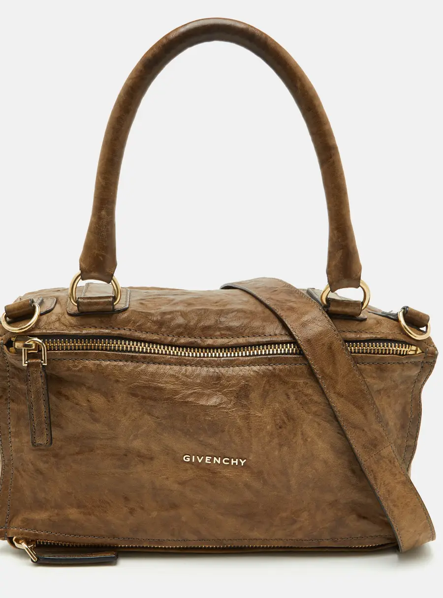 Givenchy Pandora Medium Brown Crackle Leather Satchel