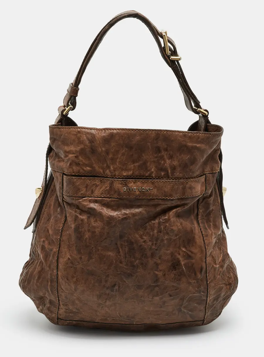 Givenchy Brown Distressed Leather Hobo