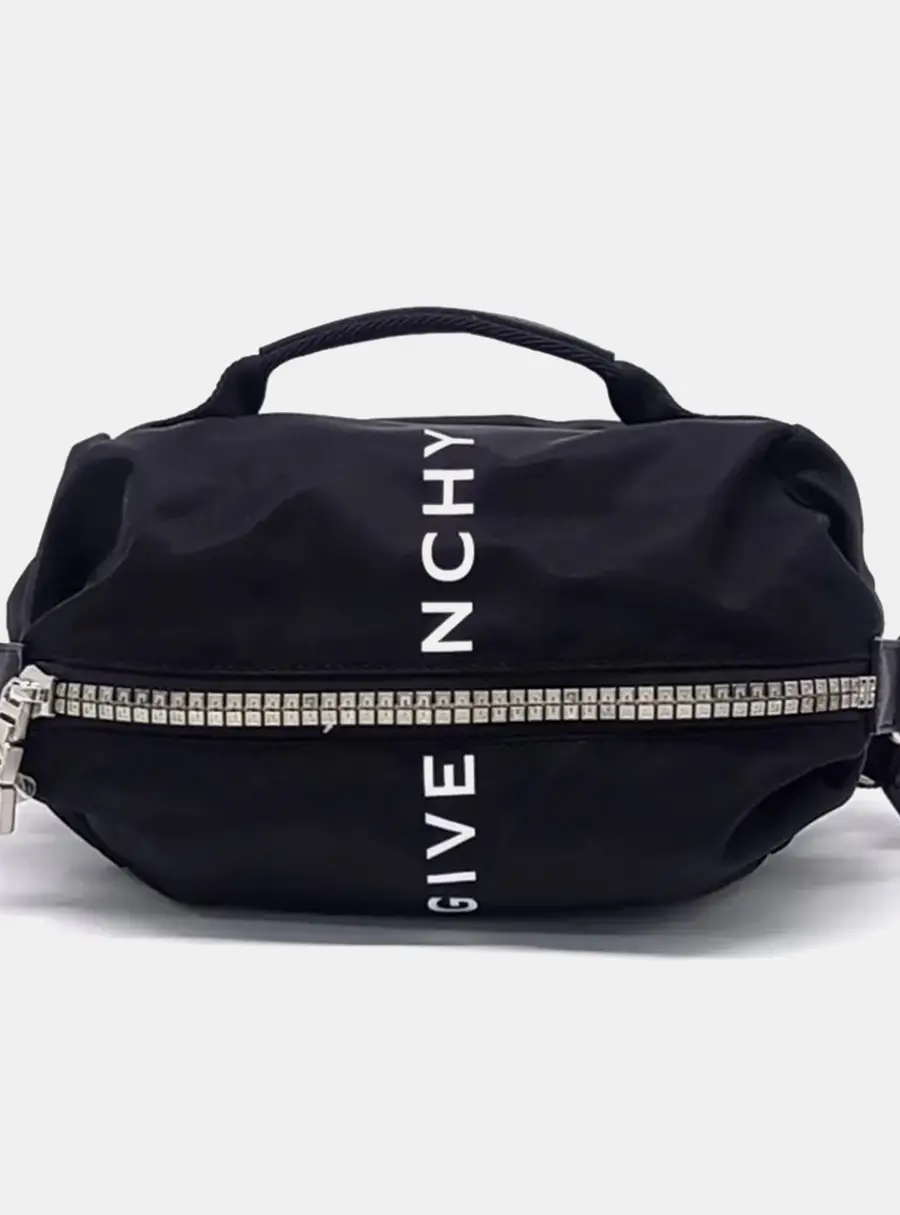 Givenchy Black Nylon G Zipper Trek Belt Bag