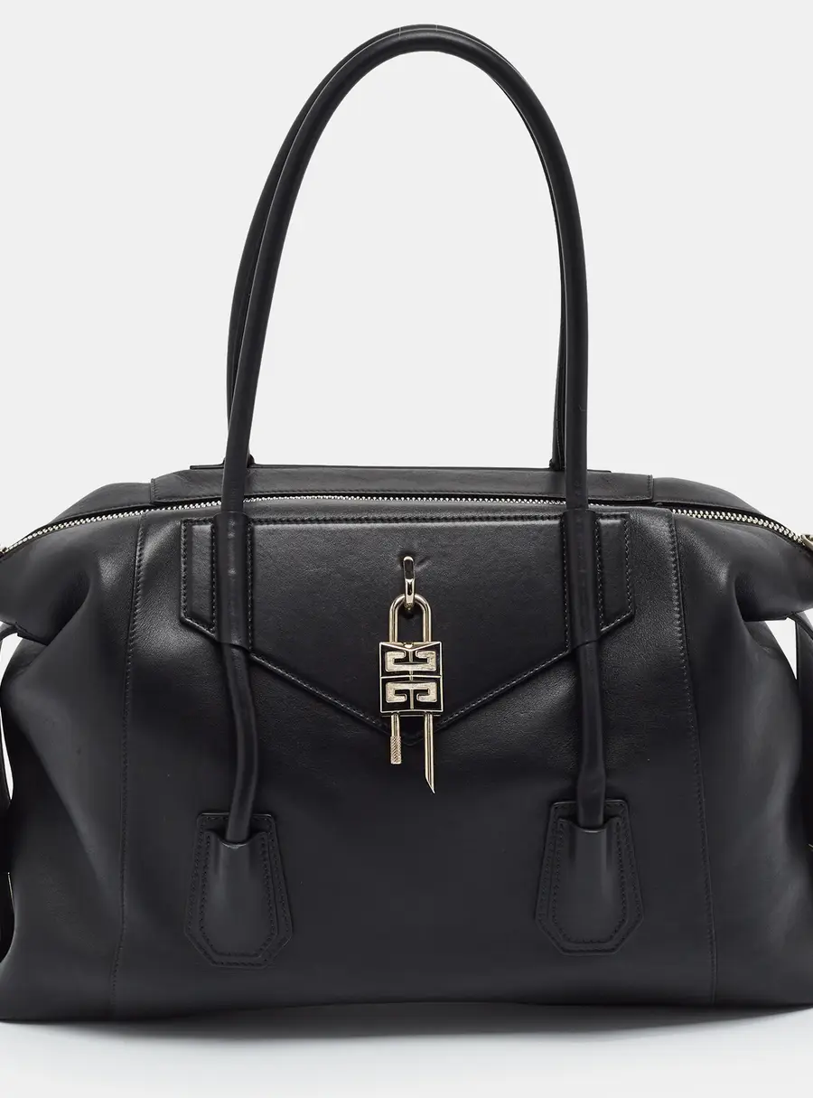 Givenchy Antigona Lock Soft Medium Black Leather Tote