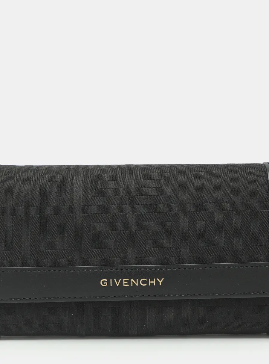 Givenchy Black Leather and Nylon Continental Flap Wallet