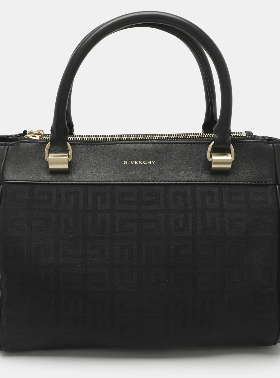 Givenchy Double Zip Medium Black Leather and Nylon Tote