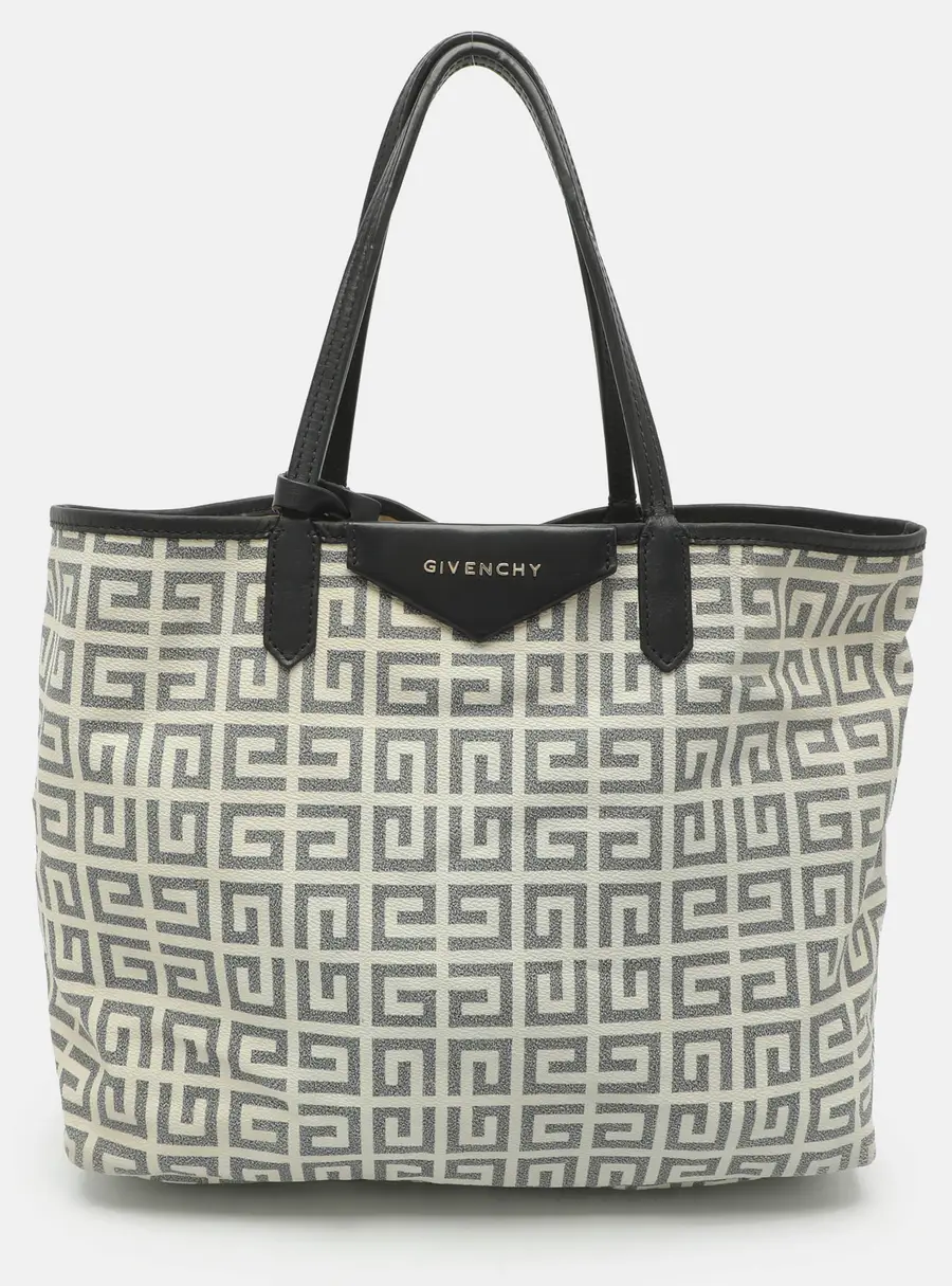 Givenchy Antigona Grey/Black Signature Coated Canvas and Leather Shopper Tote