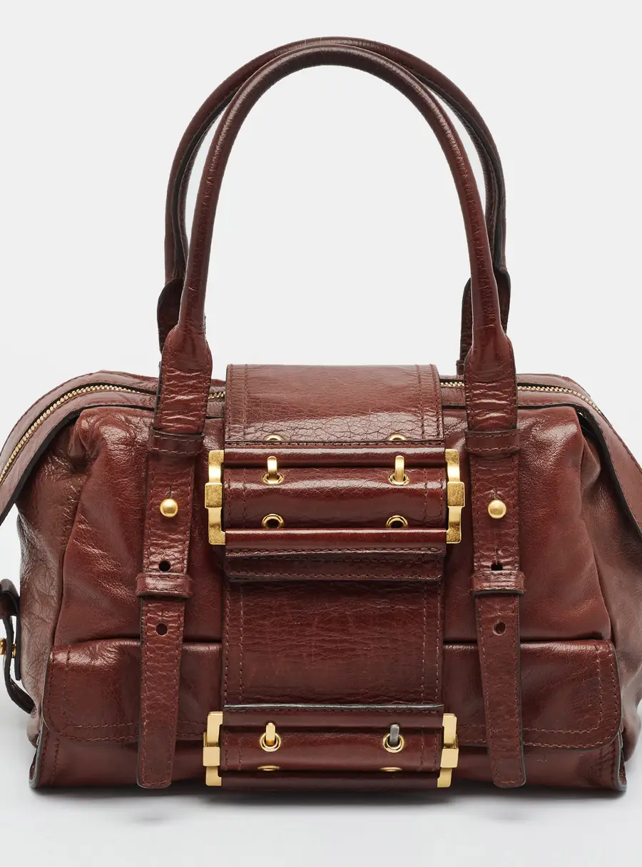 Givenchy Buckle Flap Dark Brown Leather Satchel