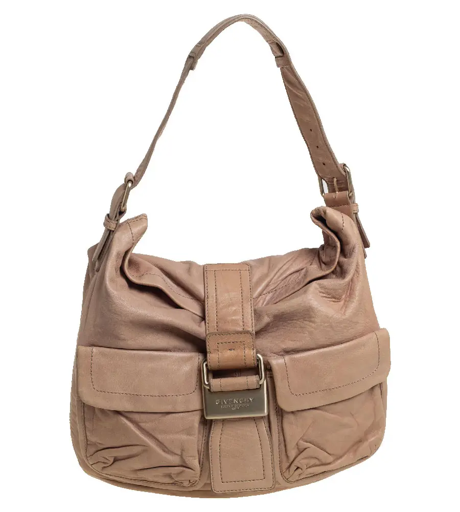 Givenchy Beige Leather Front Pocket Hobo