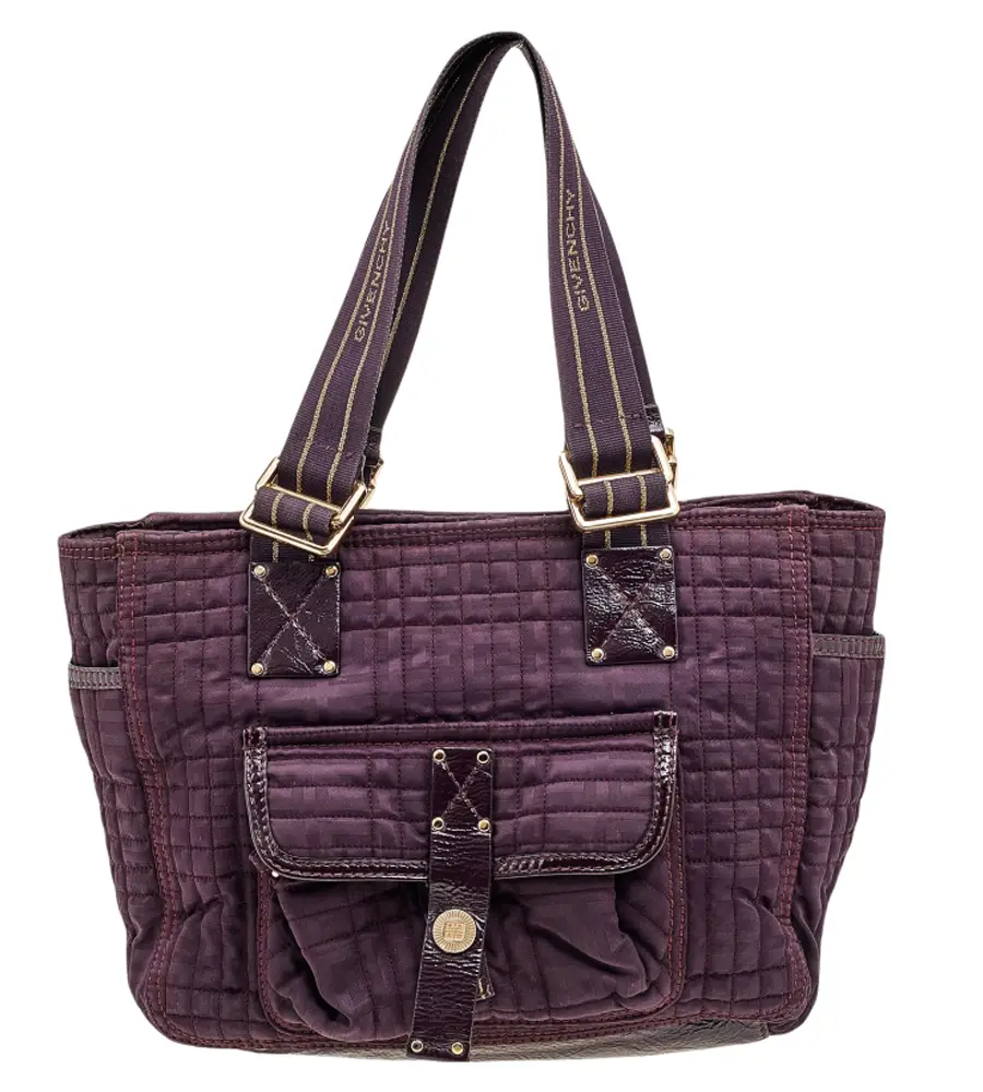 Givenchy Purple Signature Fabric And Patent Leather Tote