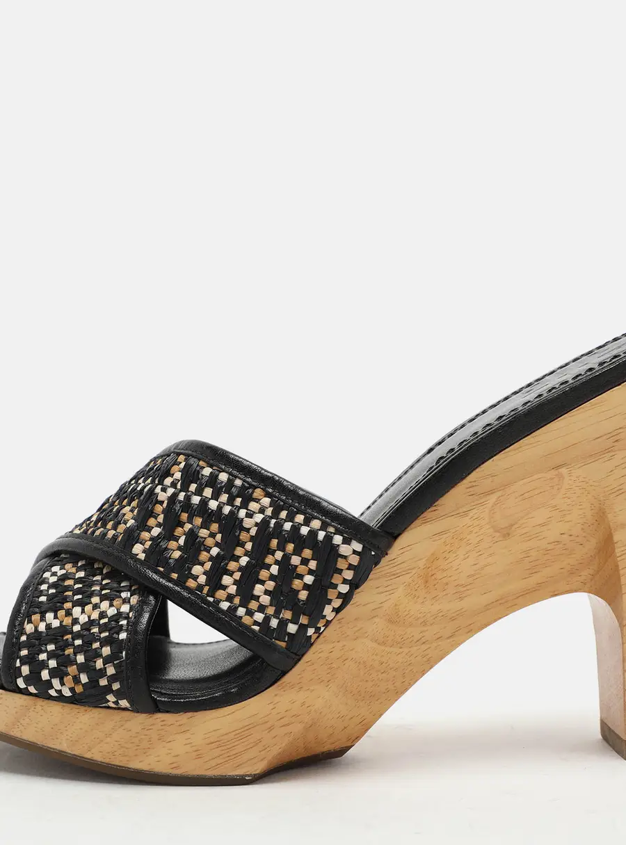 Givenchy Multicolor Woven Fabric and Leather Criss Cross Slide Sandals Size 36