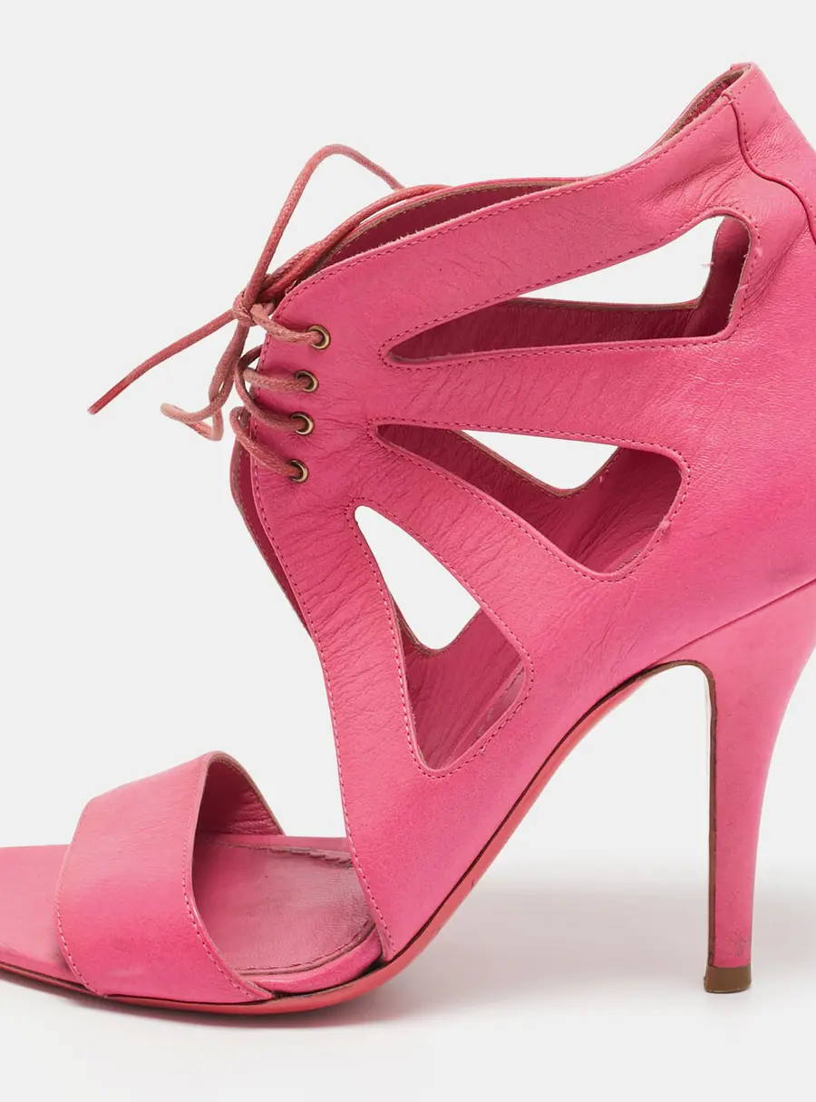 Givenchy Pink Leather Lace Up Strappy Sandals Size 37