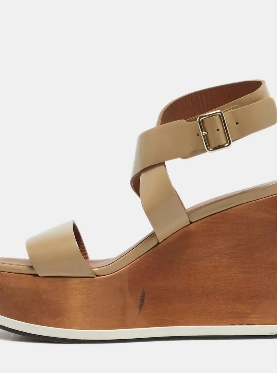 Givenchy Beige Leather Platform Wedge Sandals Size 39.5