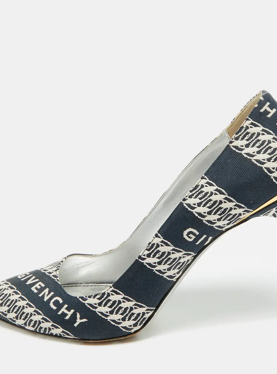 Givenchy G-Chain Size 39 Navy Blue/White Canvas Givenchy Chain Pumps