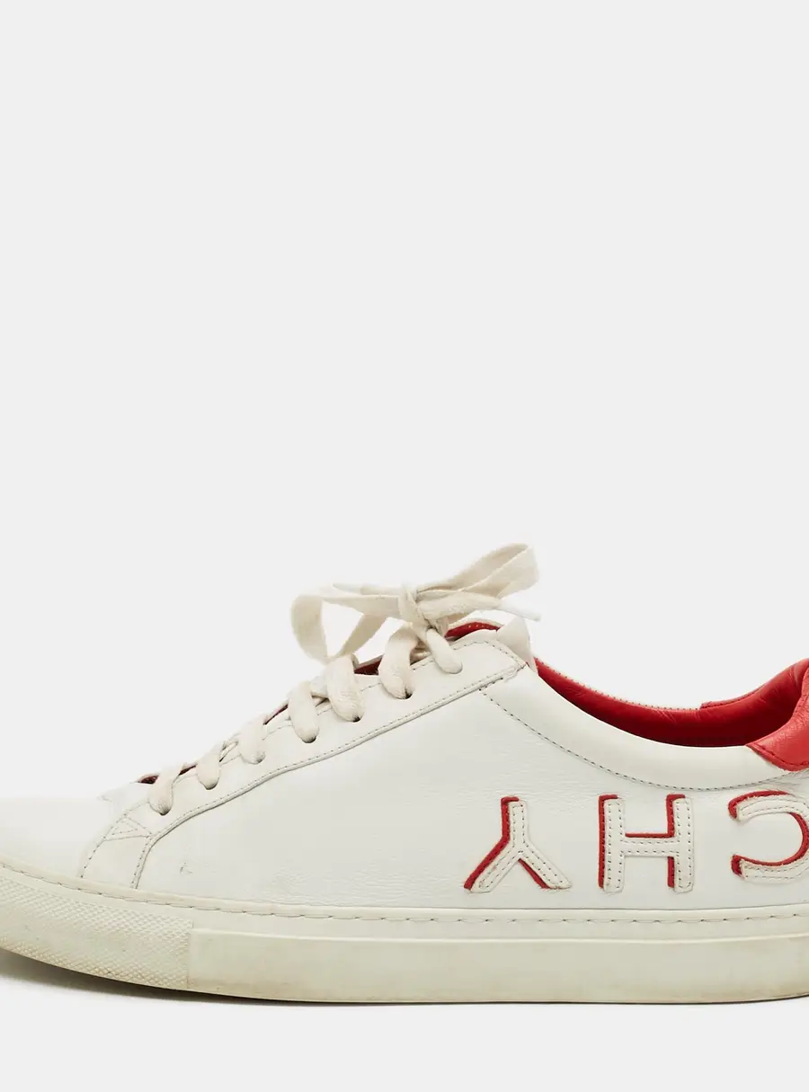 Givenchy Logo Size 40 White/Red Leather Low Top Sneakers