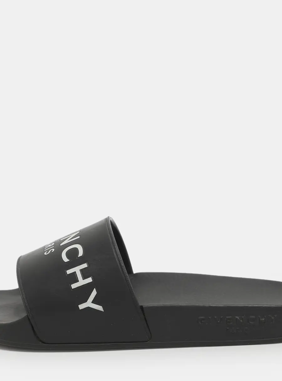 Givenchy Logo Size 35 Black Rubber Flat Slides