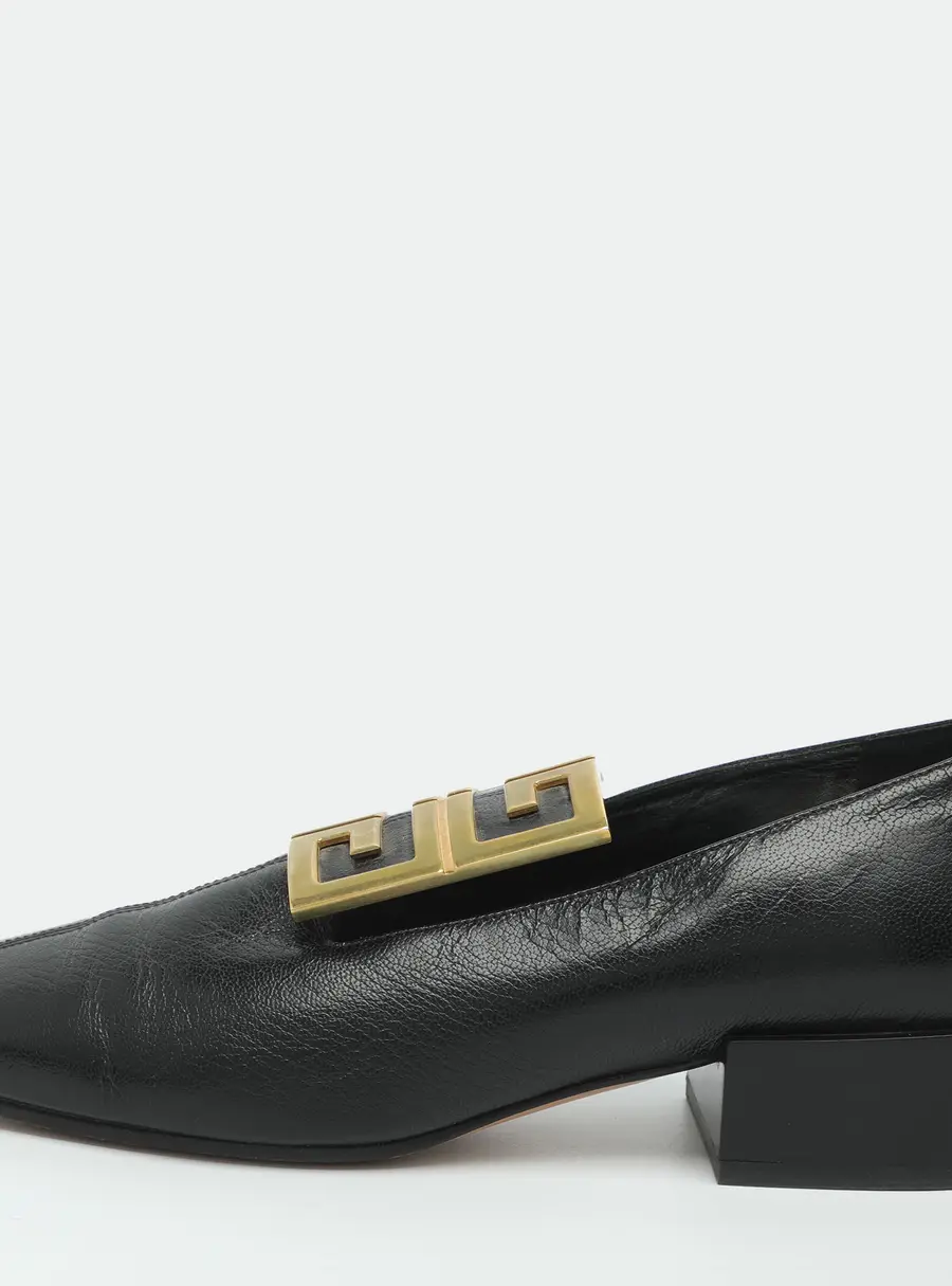 Givenchy 4G Logo Size 37 Black Leather Buckle Loafers