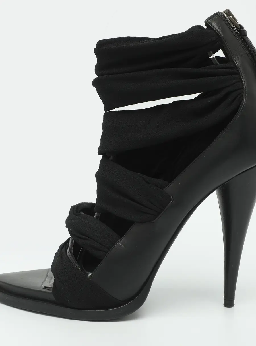 Givenchy Size 37 Black Leather and Stretch Fabric Strappy Pumps