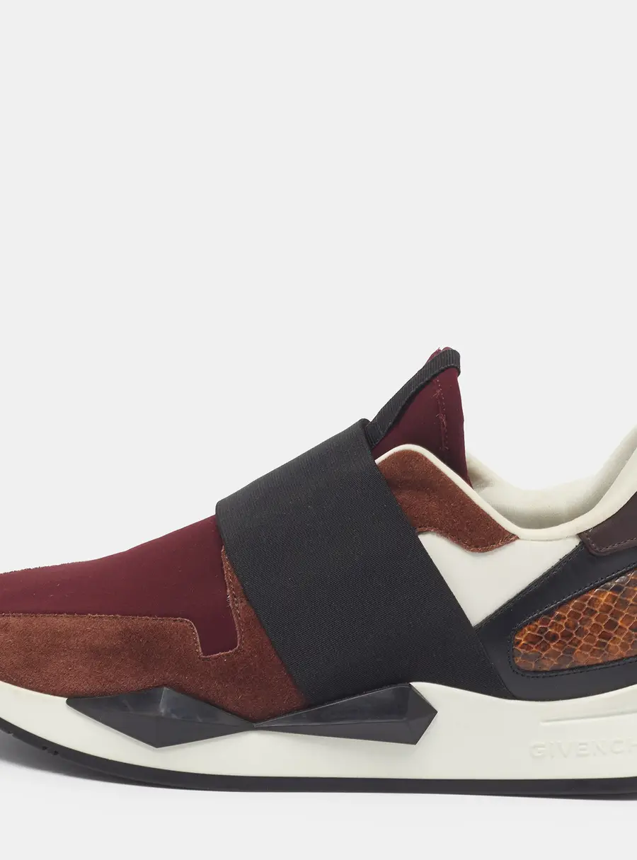 Givenchy Size 39 Multicolor Neoprene and Suede Elastic Strap Runner Slip On Sneakers